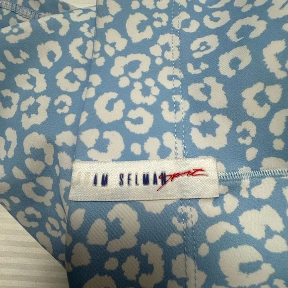 Adam Selman Sport Blue Leopard Print Shorts French cut high rise size medium - Picture 9 of 14